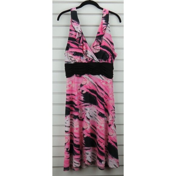Dana Point Womens Sleeveless V-Neck Dress Size XL Pink Black - Picture 3 of 11